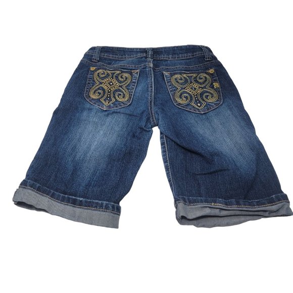 Southpole Embroidered Embellished Denim Jean Shorts Junior Size 3 - Picture 2 of 7